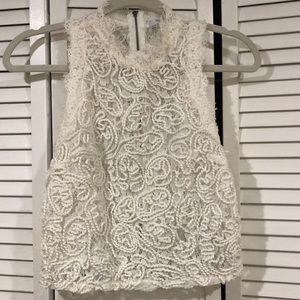White lacey sleeveless blouse!